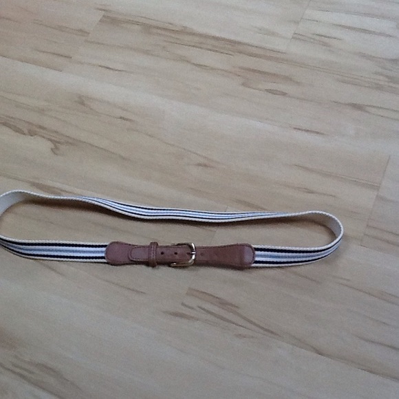 Canvas and Leather Striped Belt Total length 41 " - Picture 2 of 8